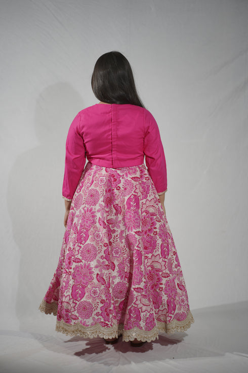 Pink Floral Lehenga